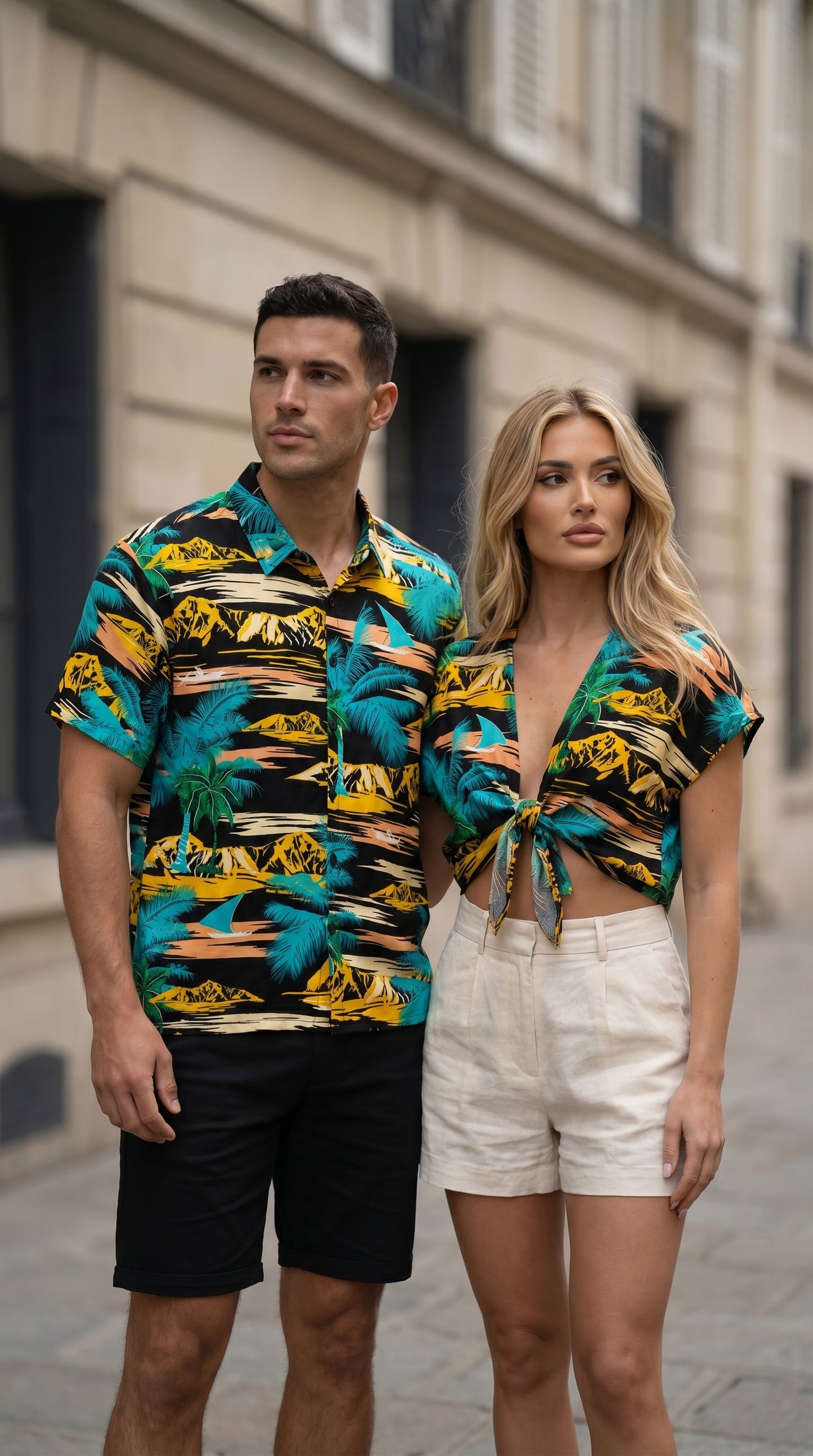 The Paradise Palm beach couple matching set