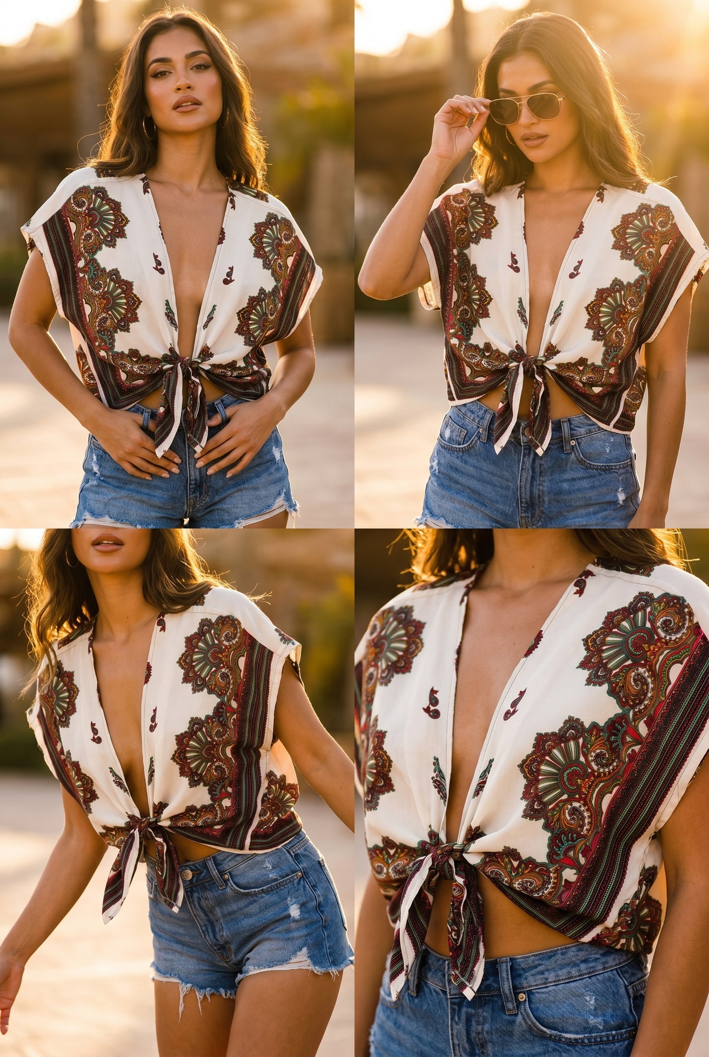 Royal Mandala front tie top
