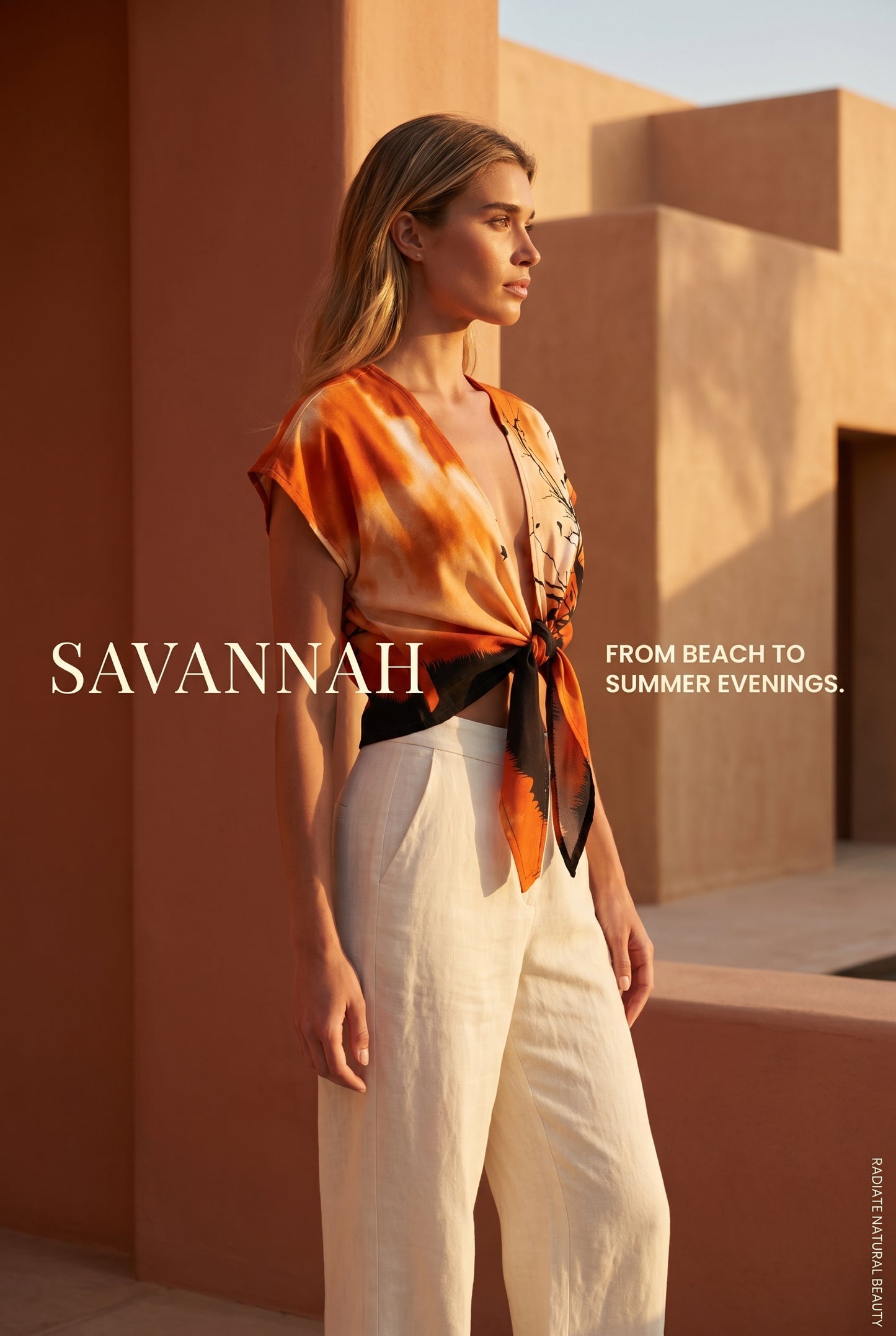 Sunset Savannah front tie top