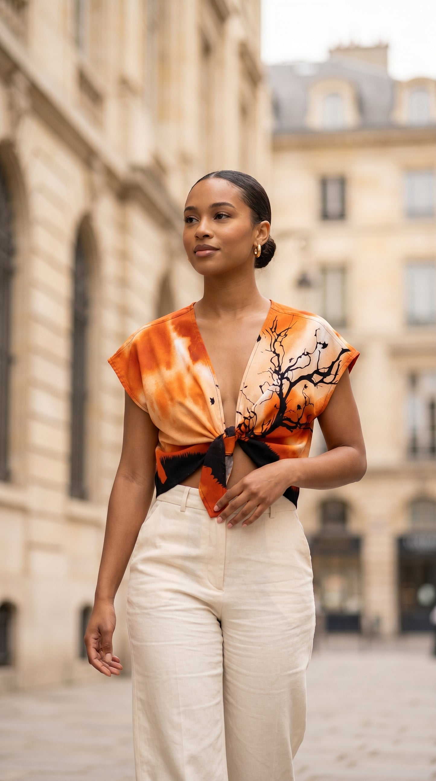 Sunset Savannah front tie top