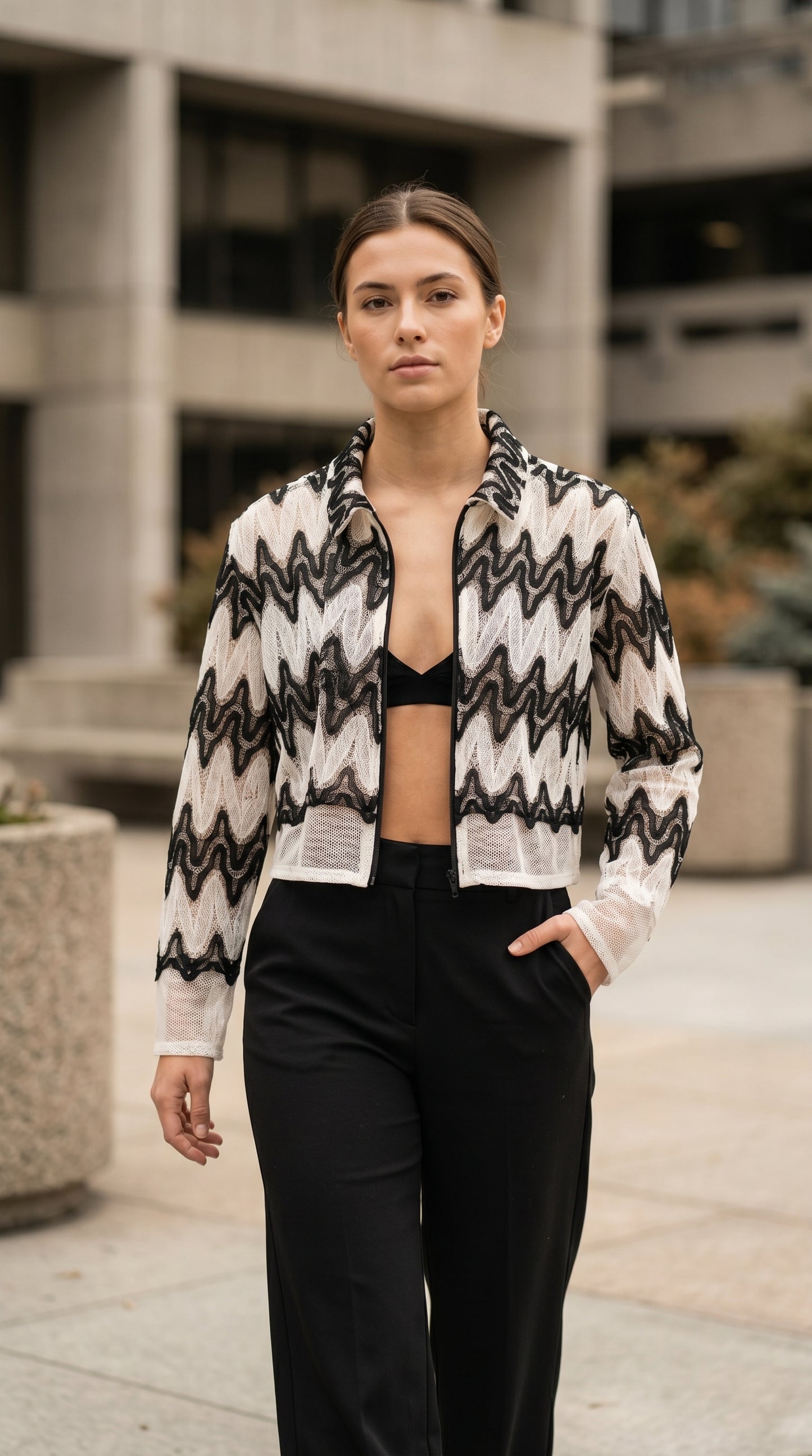 The midnight wave lace cropped jacket