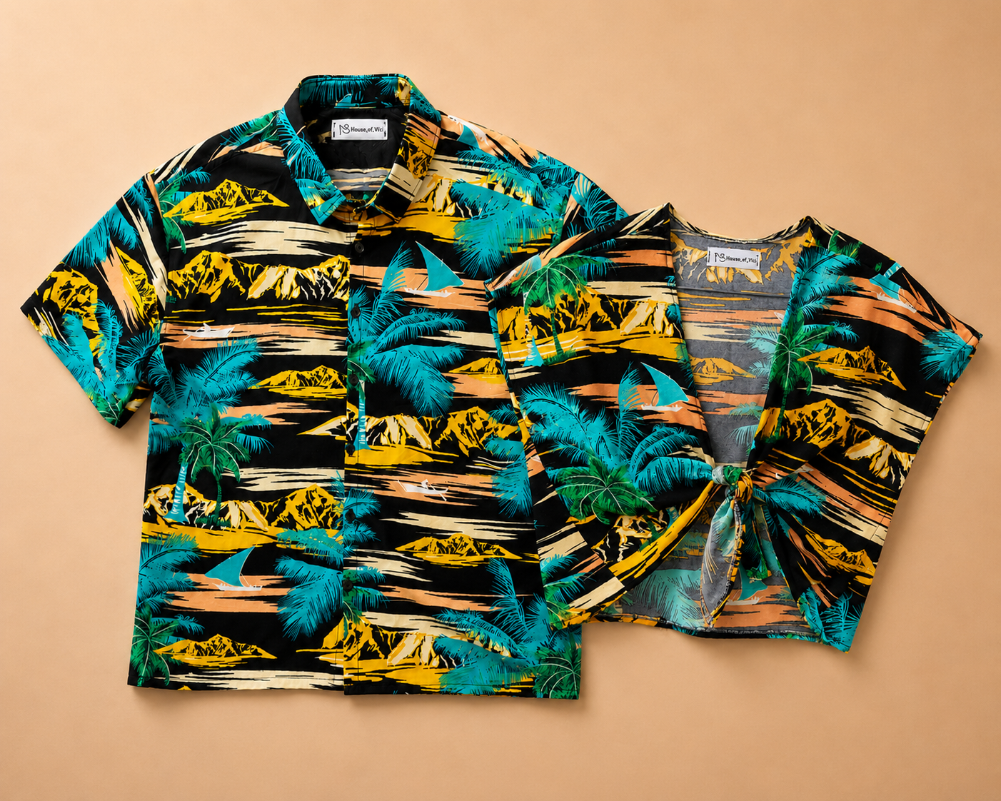 The Paradise Palm beach couple matching set