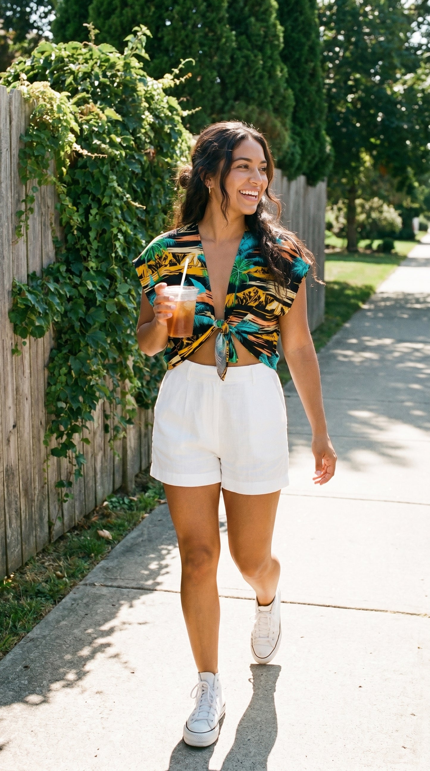 Palm paradise beach tie top
