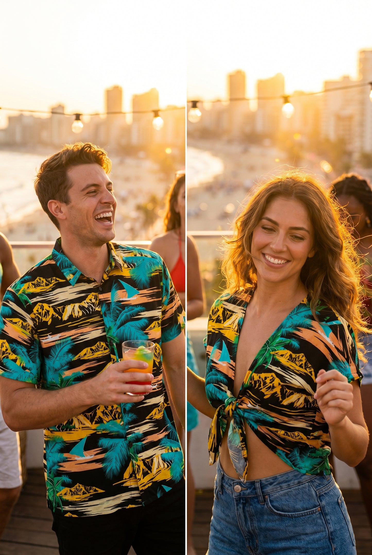 The Paradise Palm beach couple matching set
