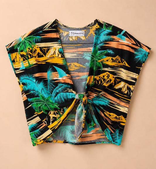 Palm paradise beach tie top
